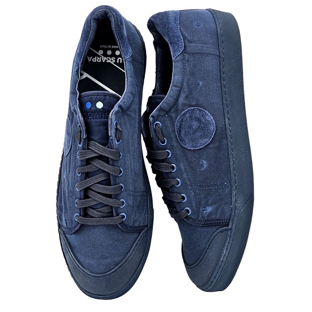 NEW Blue Scarpa Italy Mens 15 Navy Blue Casual Shoes Italian Low Sneakers Tennis - Picture 4 of 14